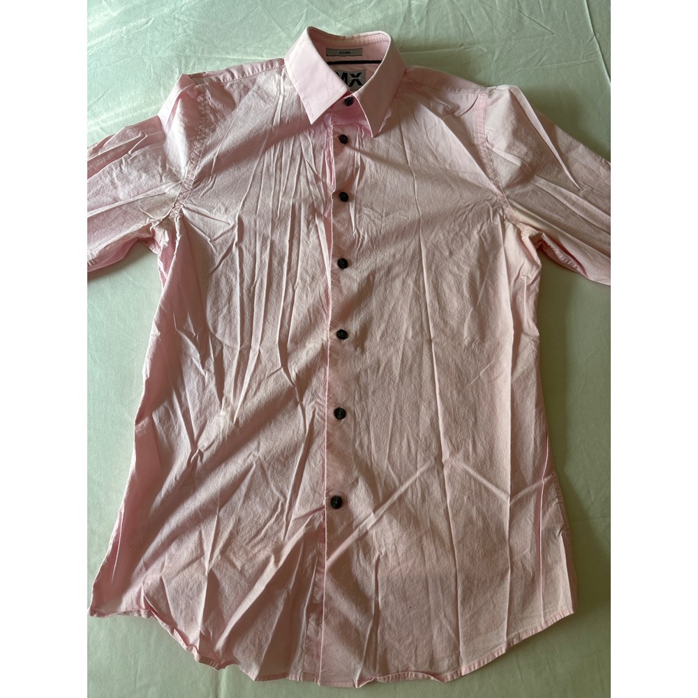 Express MX Button‎ Down Shirt Kids XS Pink Good Fitted Long Sleeve Stretch